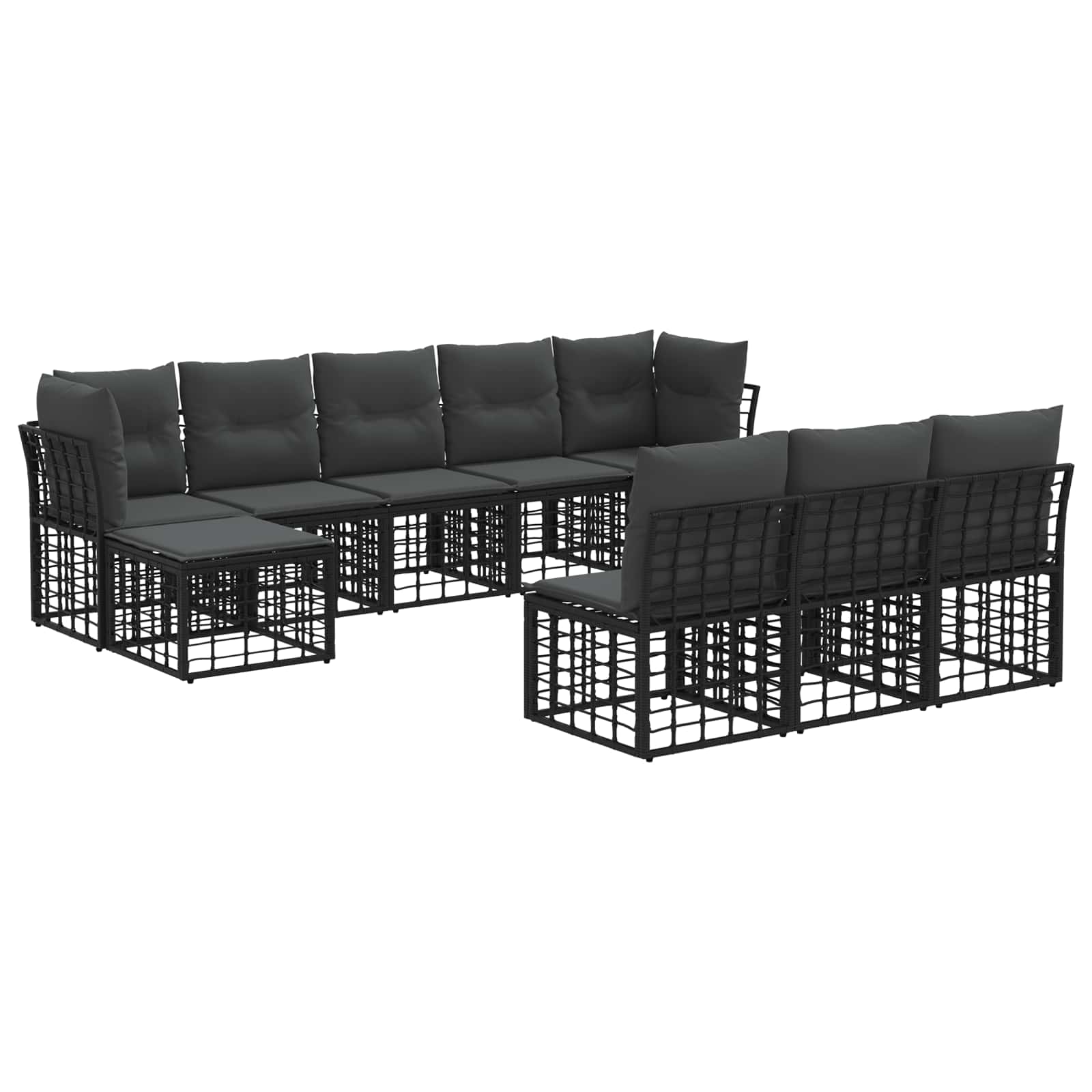 Outdoor-sofagarnitur 9 Stk. 10-sitzer Schwarz Und Dunkelgrau Vidaxl