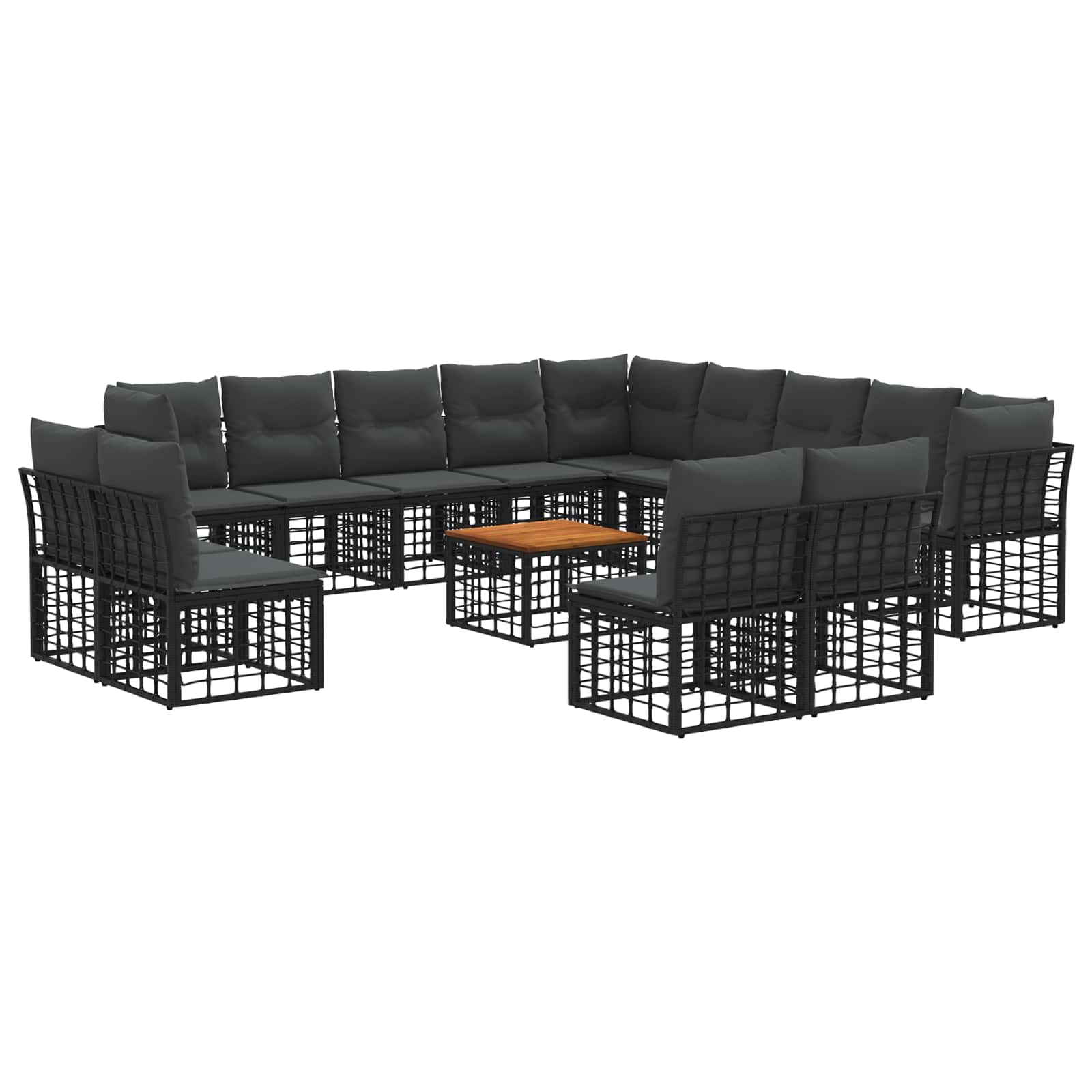 Outdoor-sofagarnitur 14 Stk. 13-sitzer Schwarz Und Dunkelgrau Vidaxl