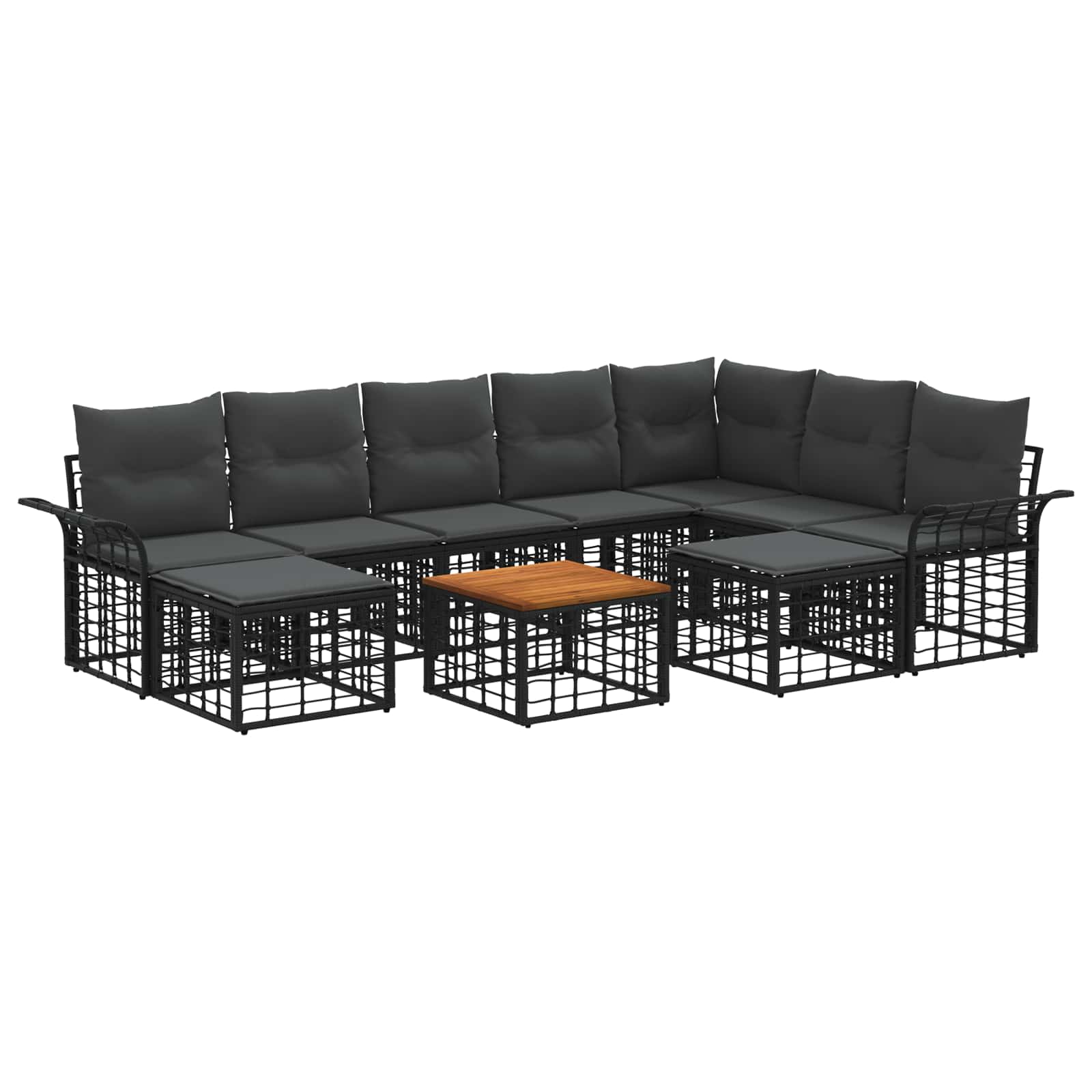 Outdoor-sofagarnitur 10 Stk. 9-sitzer Schwarz Und Dunkelgrau Vidaxl