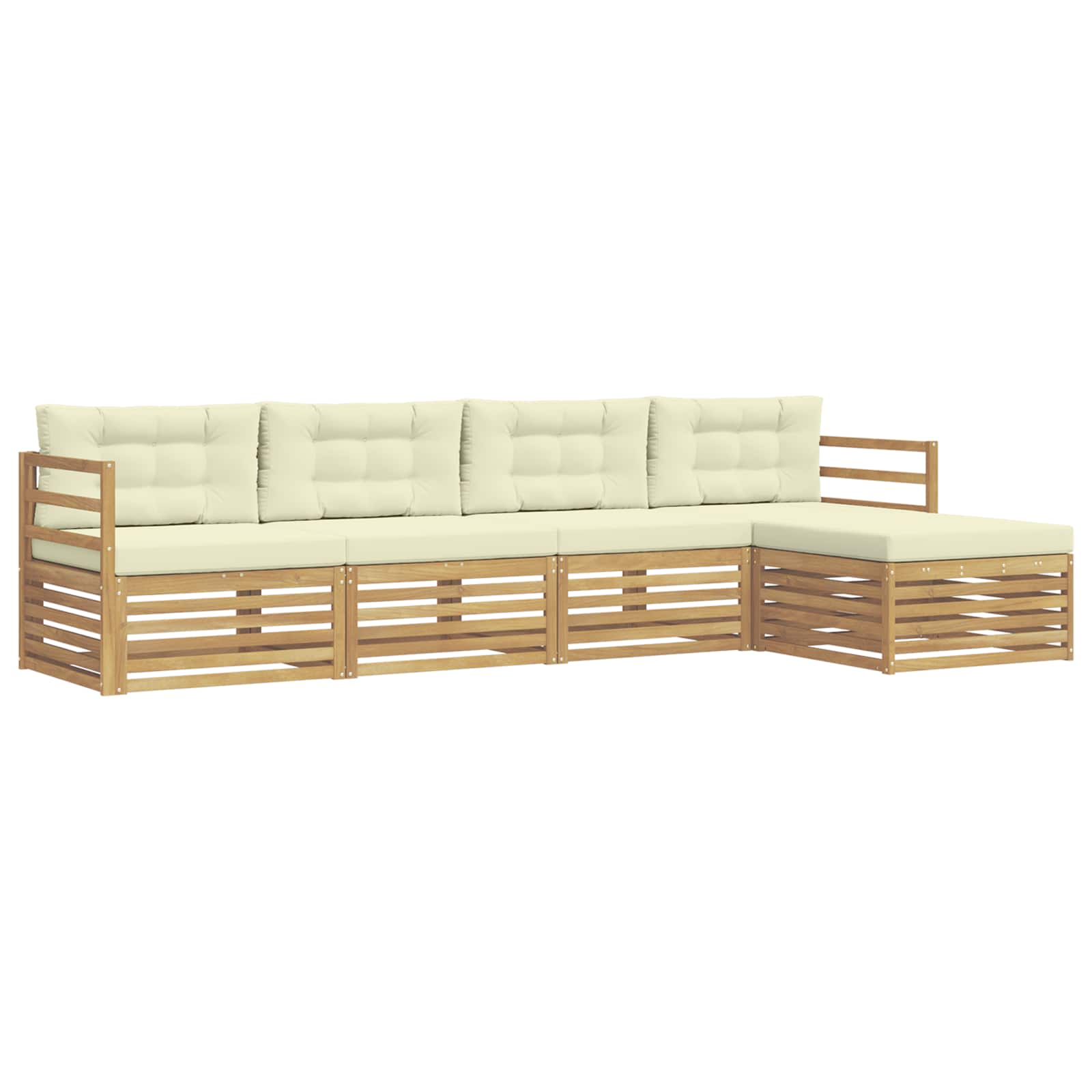 Outdoor-sofagarnitur 5 Stk. Weiß Und Creme 325 X 162,5 X 73 Cm Vidaxl