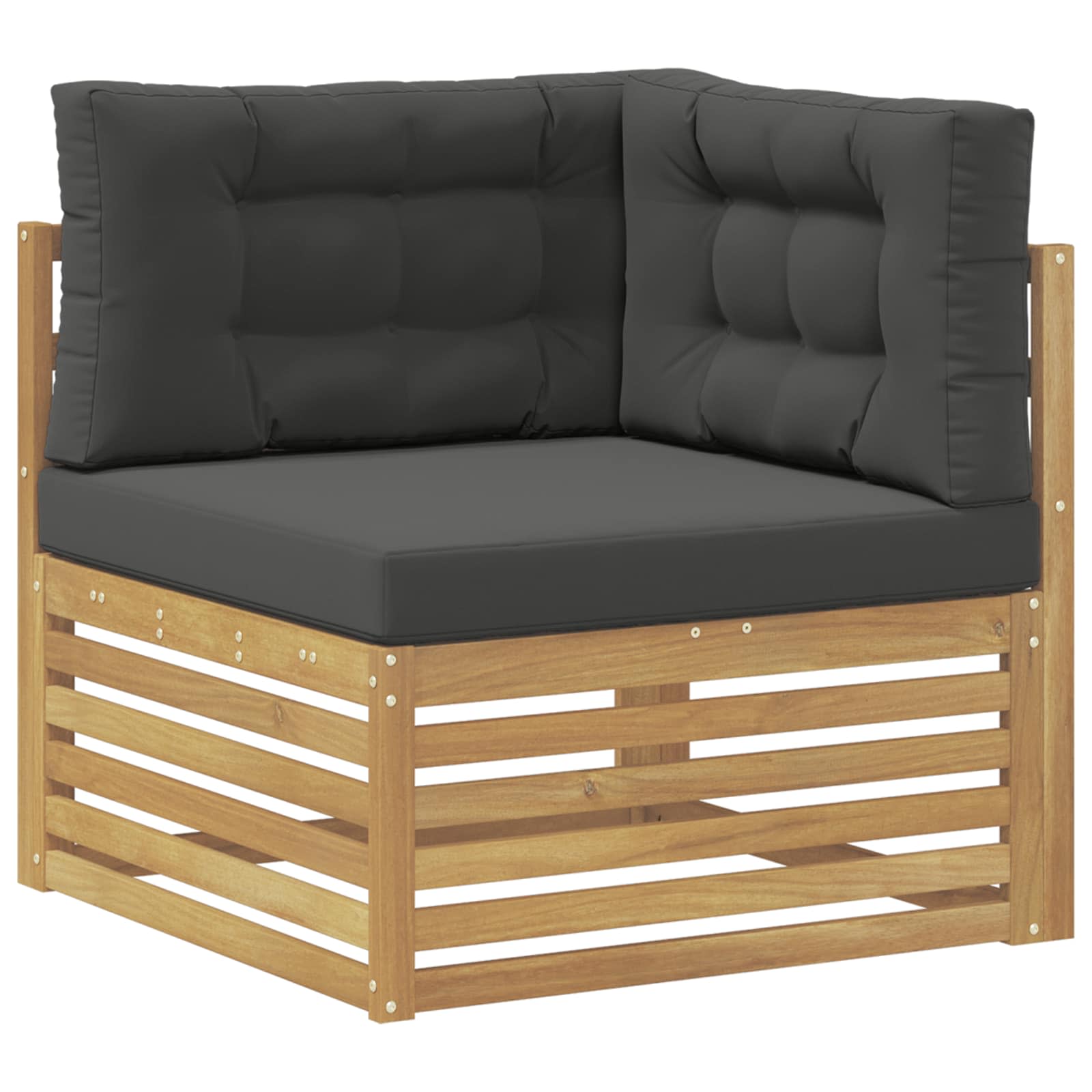 Outdoor Ecksofa Massivholz Akazie Whitewash Und Anthrazit Vidaxl