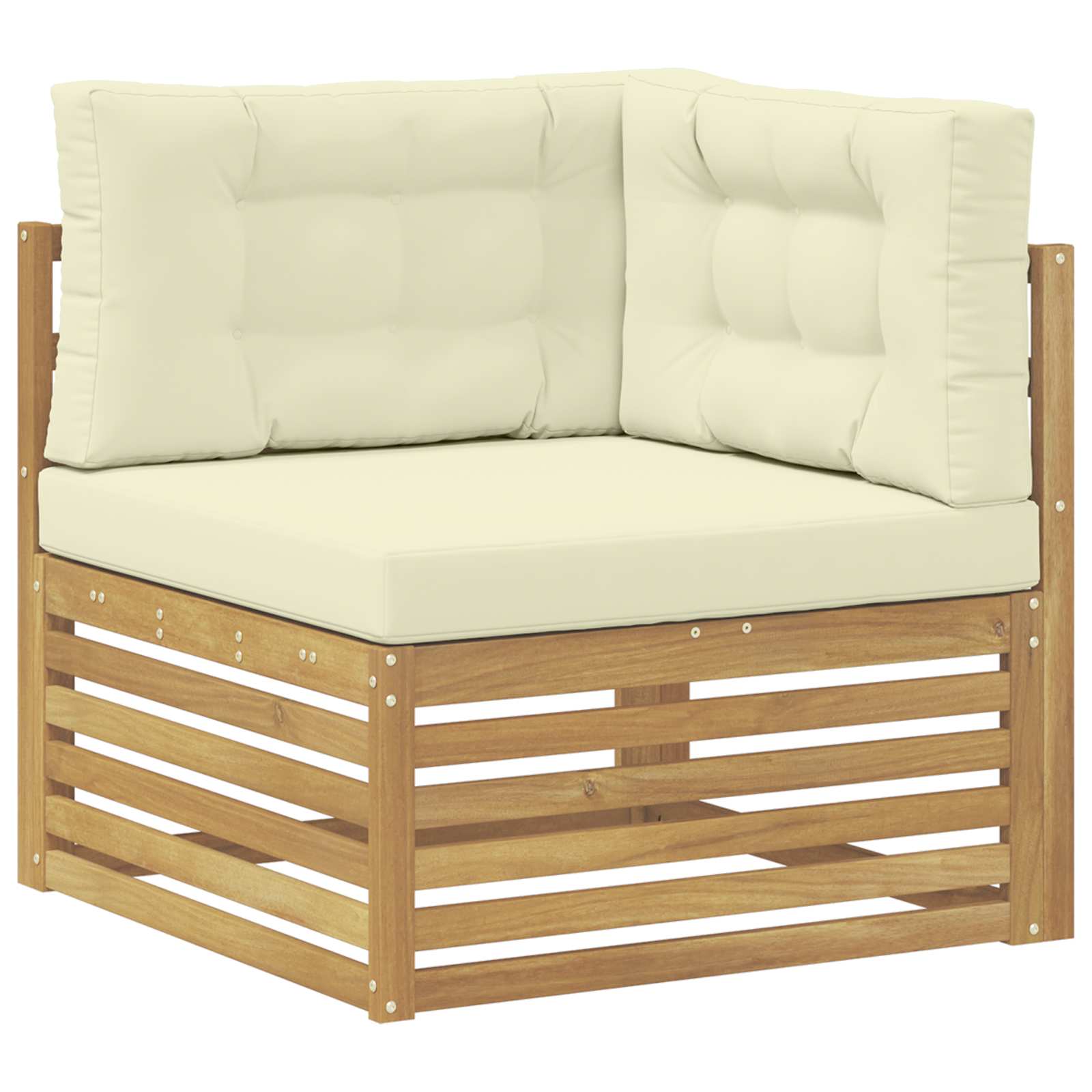 Outdoor Ecksofa Massivholz Akazie Whitewash Und Creme Vidaxl
