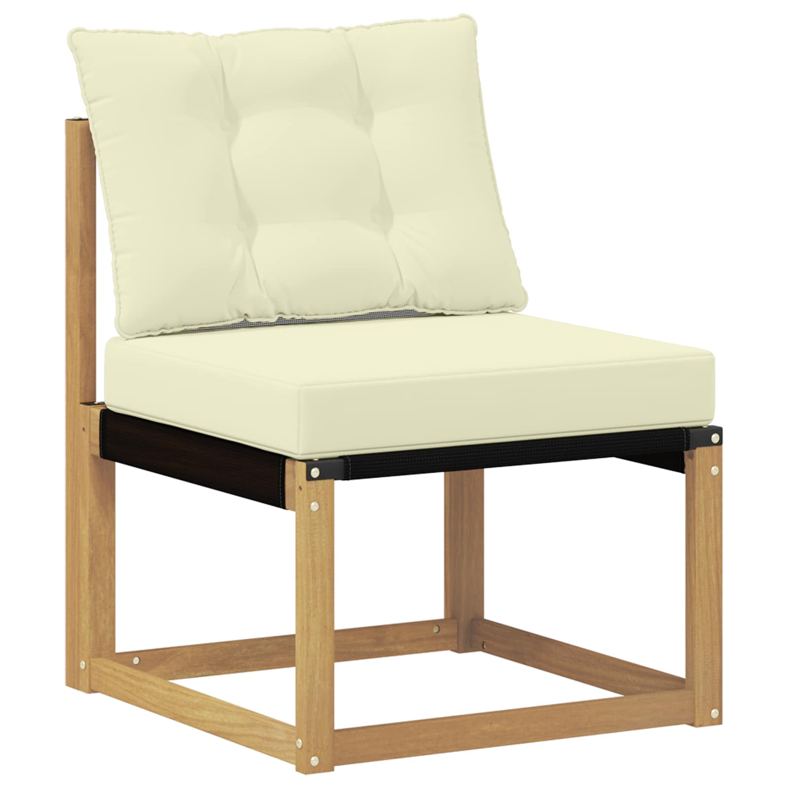Outdoor Mittelsofa Massivholz Akazie Und Textilene Stoff Vidaxl