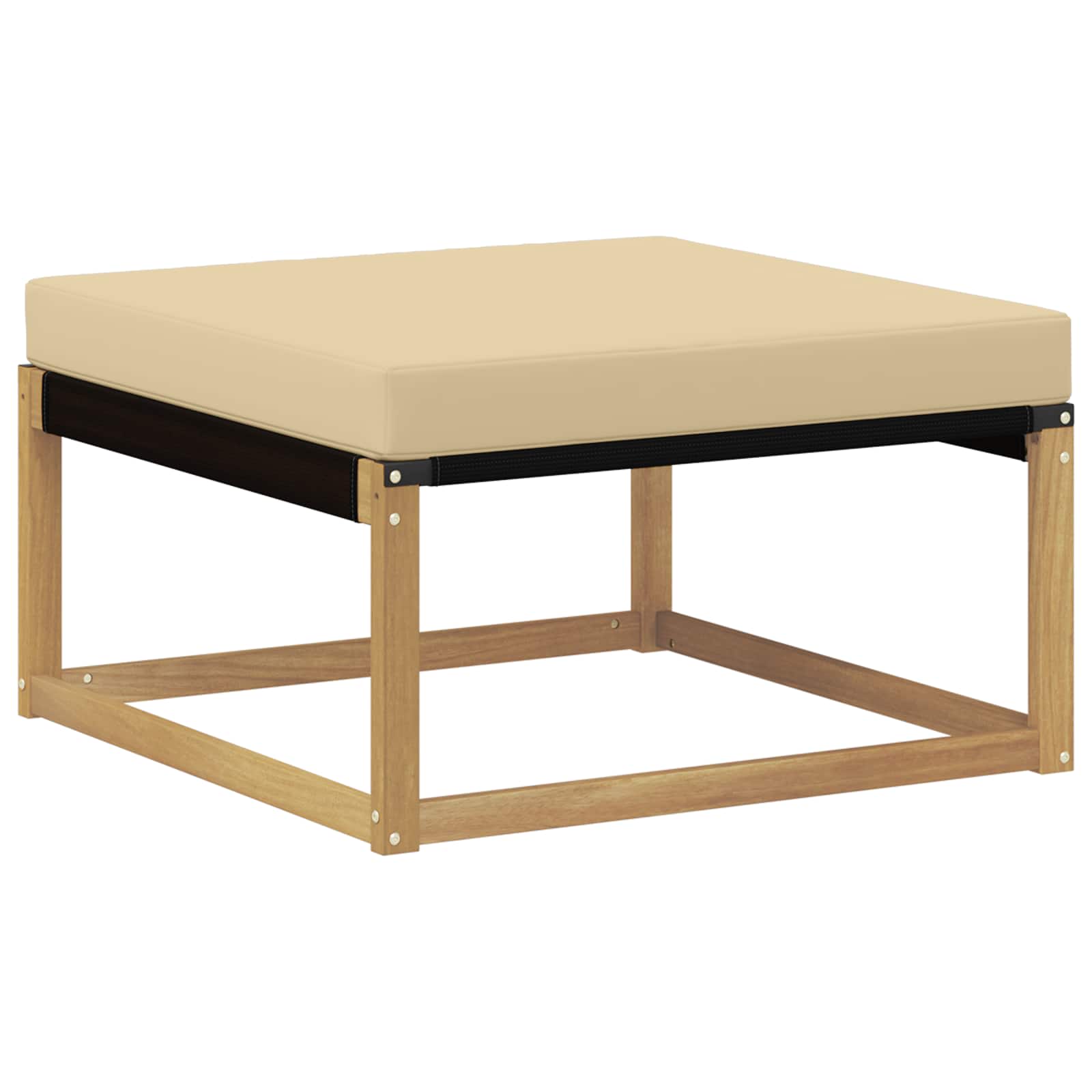 Outdoor-fußhocker Massivholz Akazie Weiß Gewaschen Und Beige Vidaxl