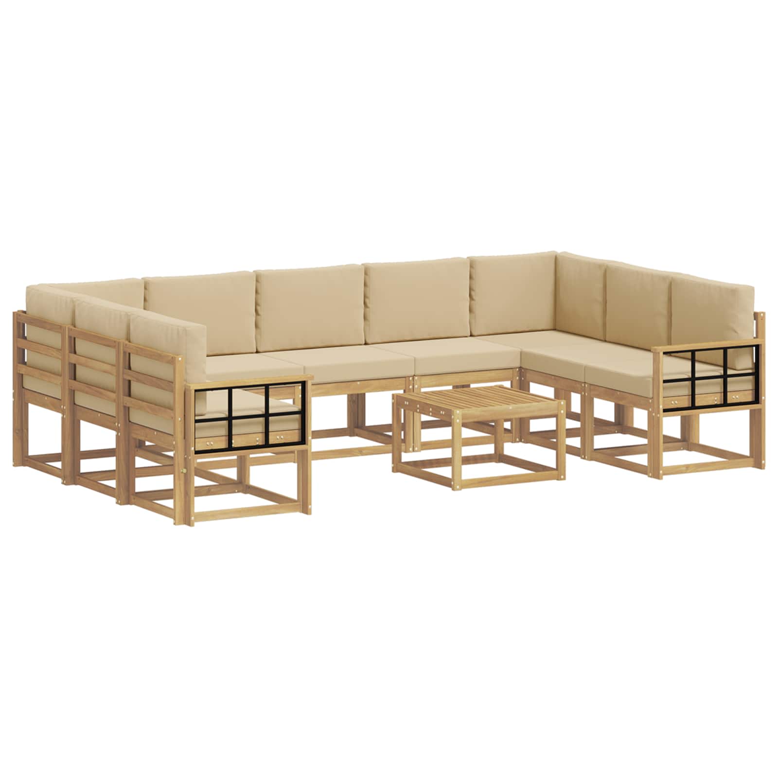 Outdoor-sofagarnitur 10 Stk. Weiß Und Beige 59 X 59 X 37 Cm Vidaxl