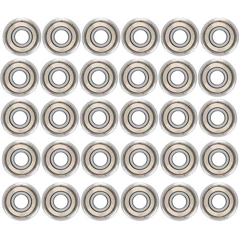 Packung Mit 30 Kugellagern 608zz – Kohlenstoffstahl – Außendurchmesser 22 Mm, Innendurchmesser 8 Mm, Dicke 7 Mm – Geräuscharm, Hohe Drehzahl