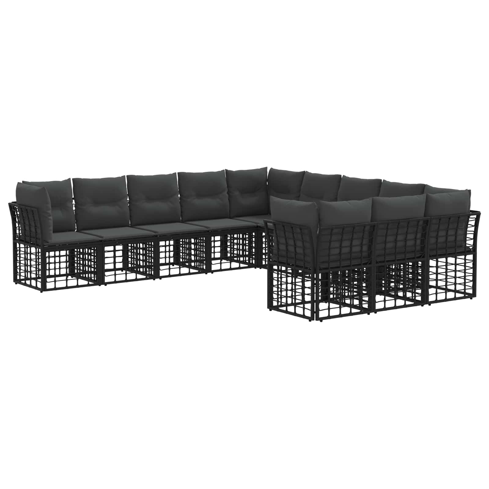 Maison Exclusive - Outdoor-sofagarnitur 11 Stk. 11-sitzer Schwarz