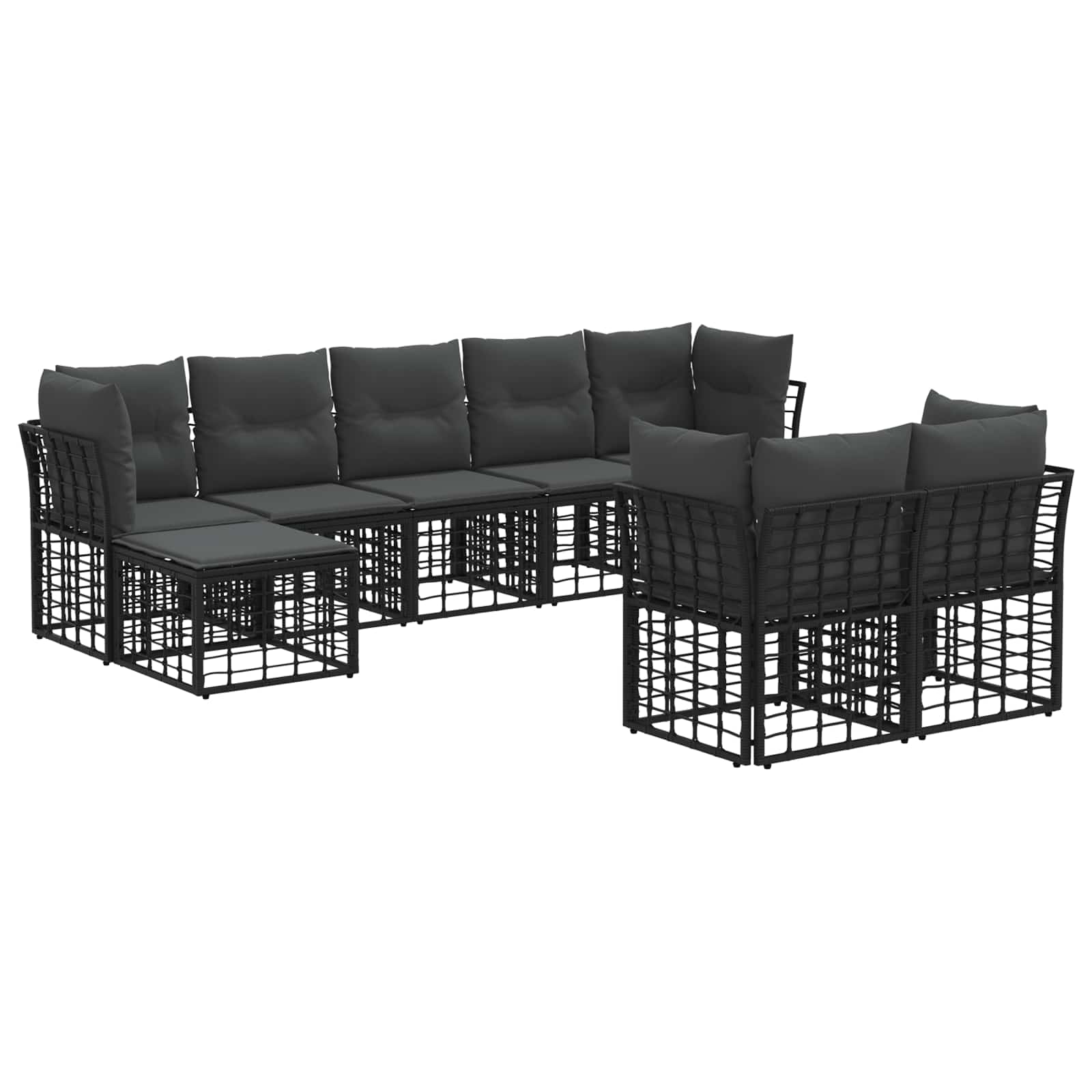 Maison Exclusive - Outdoor-sofagarnitur 8 Stk. 9-sitzer Schwarz U