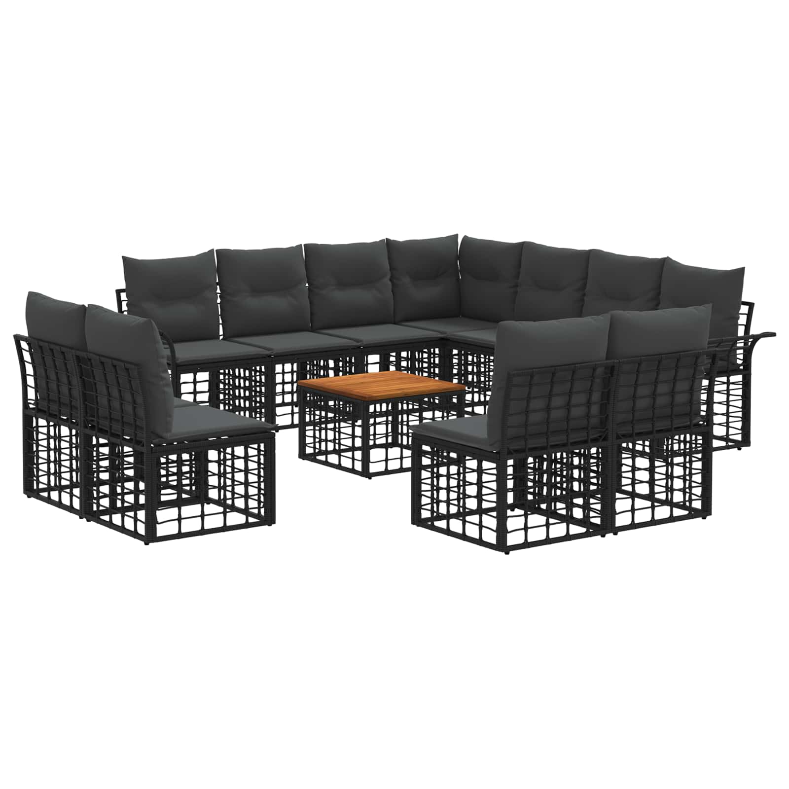 Maison Exclusive - Outdoor-sofagarnitur 12 Stk. 11-sitzer Schwarz