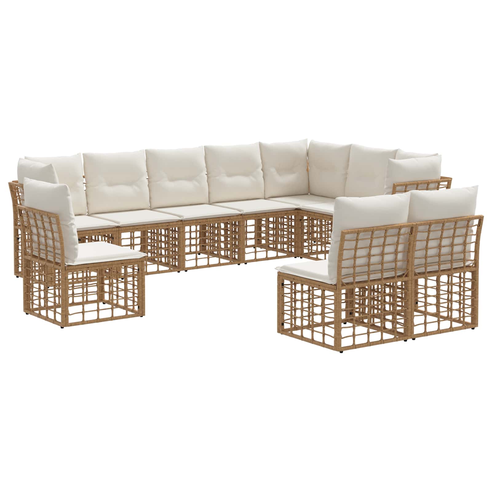 Maison Exclusive - Outdoor-sofagarnitur 10 Stk. 10-sitzer Natur P