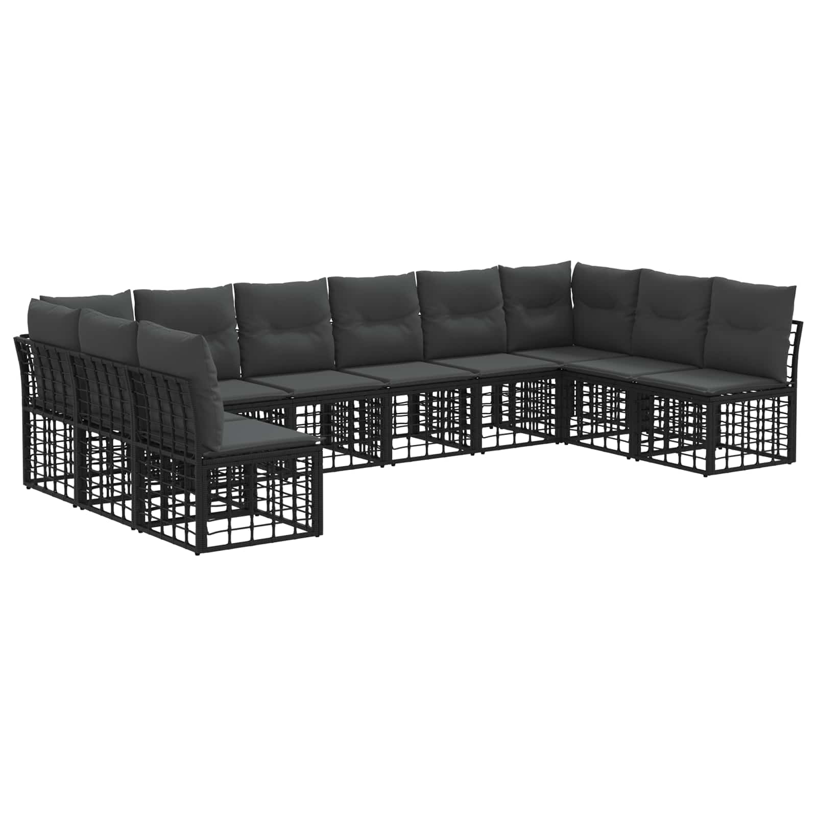 Maison Exclusive - Outdoor-sofagarnitur 10-sitzer Schwarz Polyest