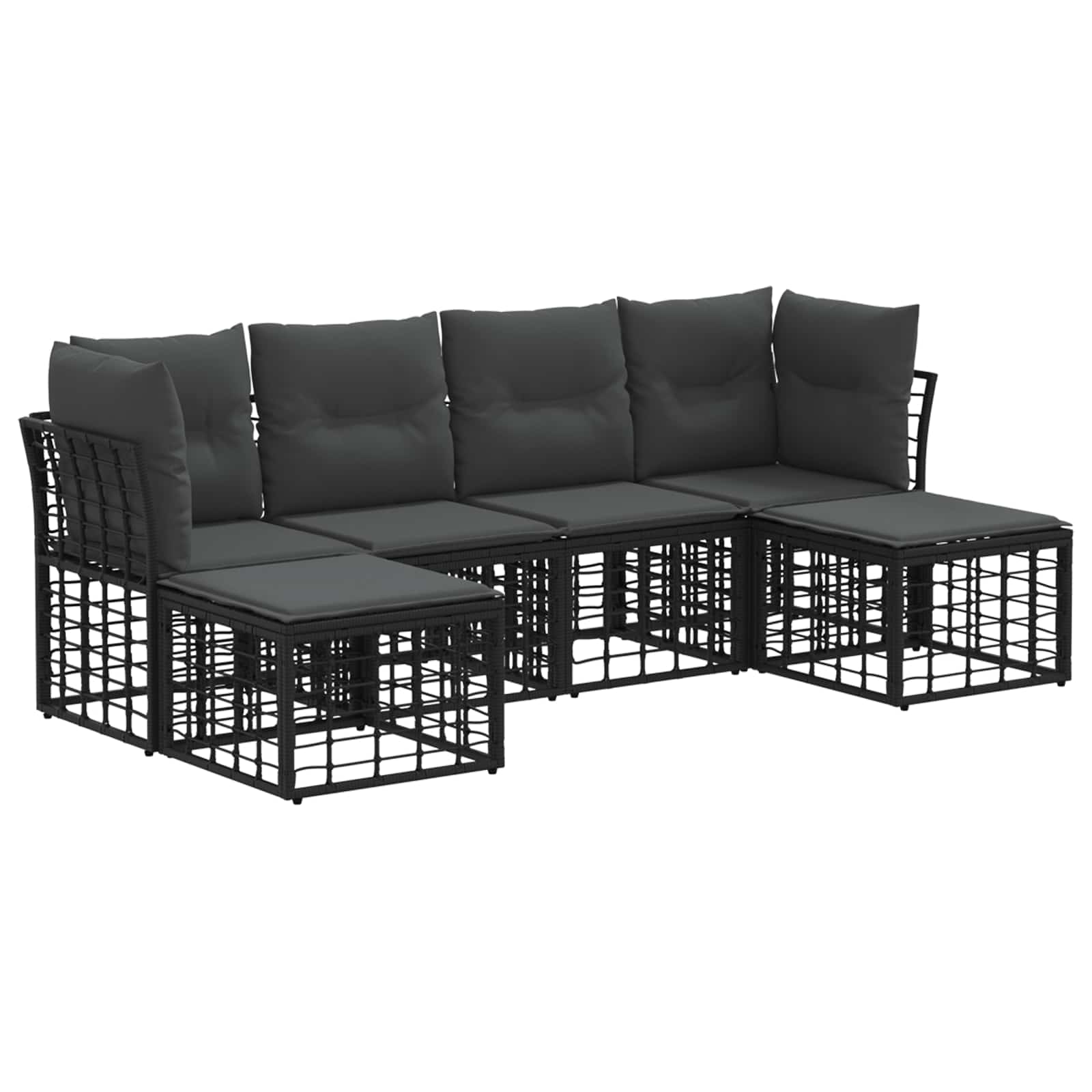 Maison Exclusive - Outdoor-sofagarnitur 6-sitzer Schwarz Polyeste