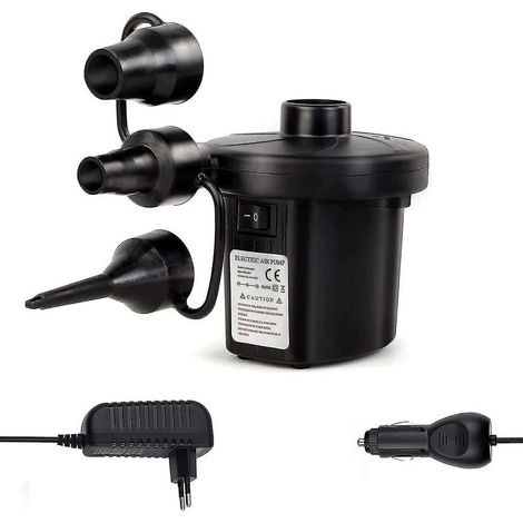 Electric Pump With 3 Nozzles, Inflate And Deflate 2 In 1 Pump With Home And Car Dual Function For Inflatable Mattress And Camping And Inflatable Cushi