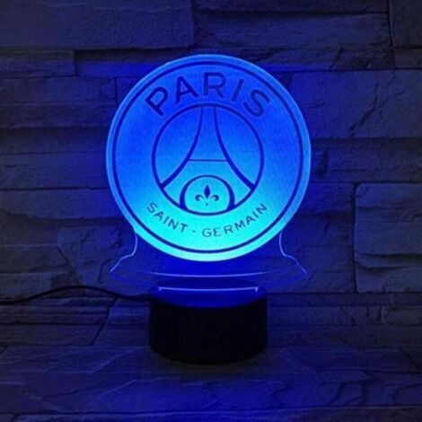 Lampe De Bureau À Led 3d Illusion Psg – Matériau Acrylique 5mm – 7 Couleurs – Éclairage Doux Et Lumineux – Fonctionne Avec Usb Ou 3 Piles Aa