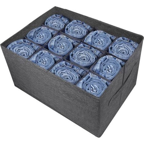 Organisateur Armoire Rangement Tiroir Vetement - 12 Grilles Boite De Rangement Pour Vetements, Jeans, Chandail, Serviettes, T-shirts, Rangement Penderie, Organisateur De Placard,rangement Pantalon