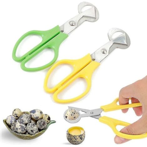 Ciseaux À Œufs De Caille En Acier Inoxydable, Lot De 2 Ouvre-œufs De Pigeon, Vert + Jaune
