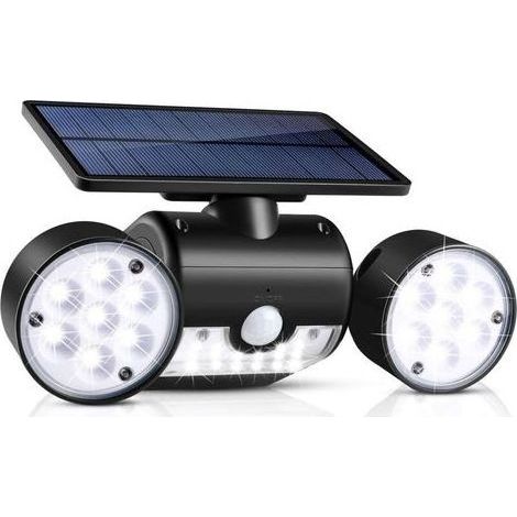 Lampe Solaire D'Extérieur, Applique Murale Solaire Étanche À Led 30 Avec Projecteur Double Tête, Veilleuse De Sécurité Rotative À 360 Degrés Avec Détecteur De Mouvement Solaire