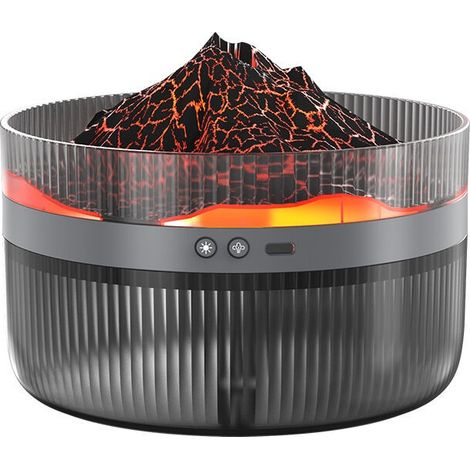 Nouvelle Machine D'Aromathérapie Volcanique 2l Humidificateur De Flamme Multifonctionnel Grande Capacité Diffuseur De Grand Volume De Brume - Noir