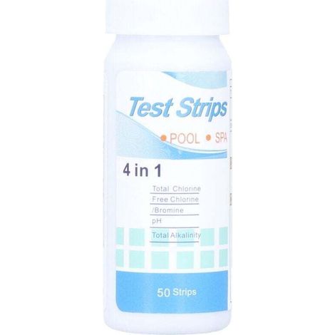 4 En 1 Testeur Pour Eau De Piscine Et Spa, 50 Bandelettes Test Piscine, Bandelette Piscine, Test Piscine Chlore