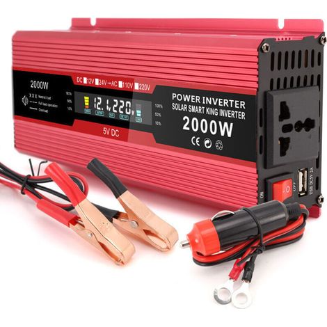 1200w Wechselstrom-wechselrichter (12v Auf 220v) Mit Modifizierter Sinuswelle, Lcd-anzeige, 1 Steckdose Und 1 Usb-anschluss Für Laptops.