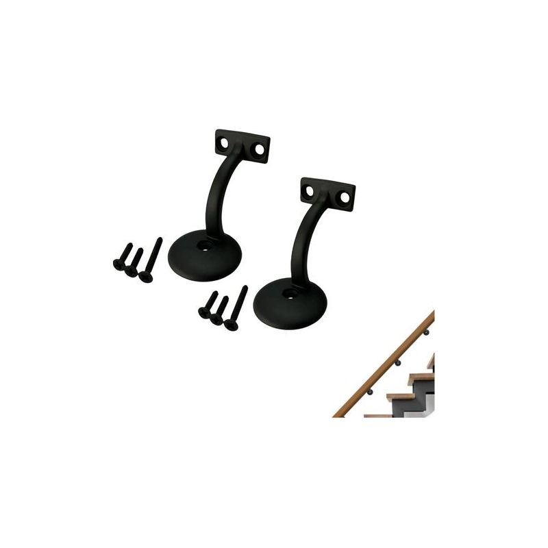 2 Stück Schwarze Handlaufhalterungen, Treppengeländerhalterungen Aus Aluminiumlegierung, Wandhalterungen Für Treppengeländer Aus Holz Und Metall, Für Den Innen- Und Außenbereich