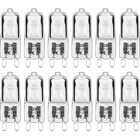 Green Mobility – 12 Stück G9-halogenlampen, G9-leuchtmittel 230 V 28 W 480 Lm, 2800 K Warmweiß, Dimmbare Kapsellampen, Flimmerfrei [energieklasse G]