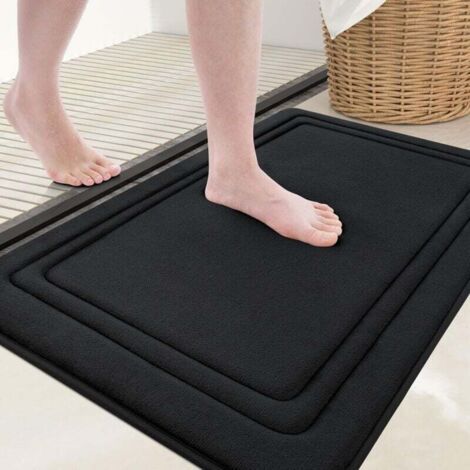 Green Mobility Memory Foam Badematte 24x16, Rutschfest, Saugfähig, Maschinenwaschbar, Schwarz