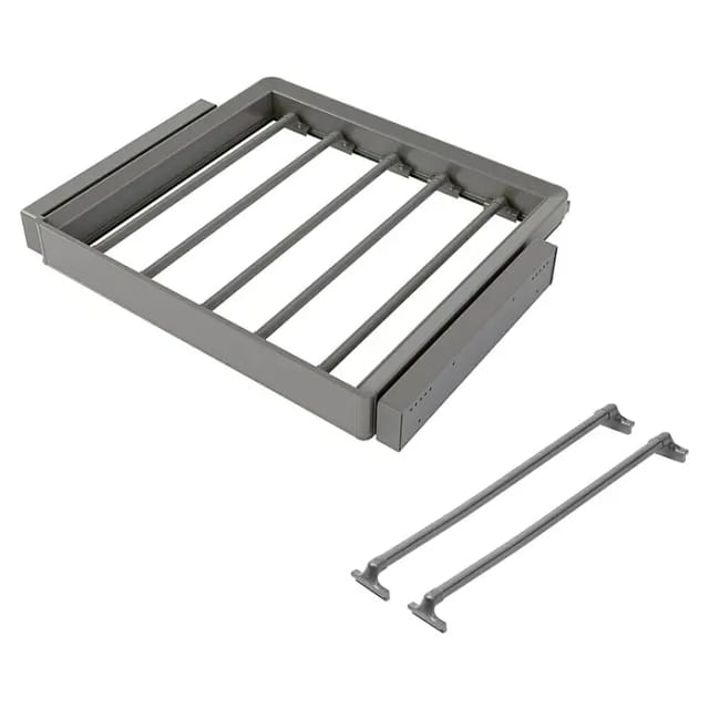 Emuca Satz Aus 7-stangen-hosenhalter Und Ahmen Für Schrank Quartz, Mit Soft-close- Und Vollauszugsschienen, Modul 60 Cm, Titan-oberfläche