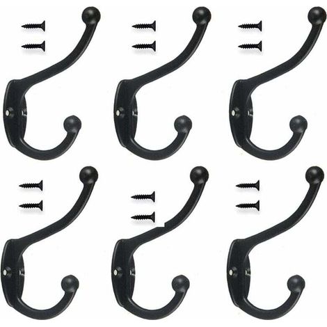 Inhhub 6er-set Retro-hakengarderobe, Vintage-wandhaken Aus Metall Für Bad, Küche, Schlafzimmer, Flur – Schwarz