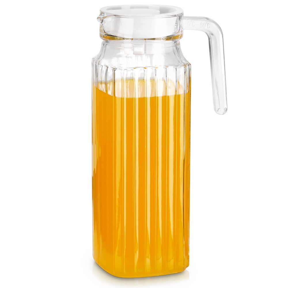 Glaskrug Mit Schmalem Deckel Für Den Kühlschrank, Für Wasser Und Saft, 1 Liter