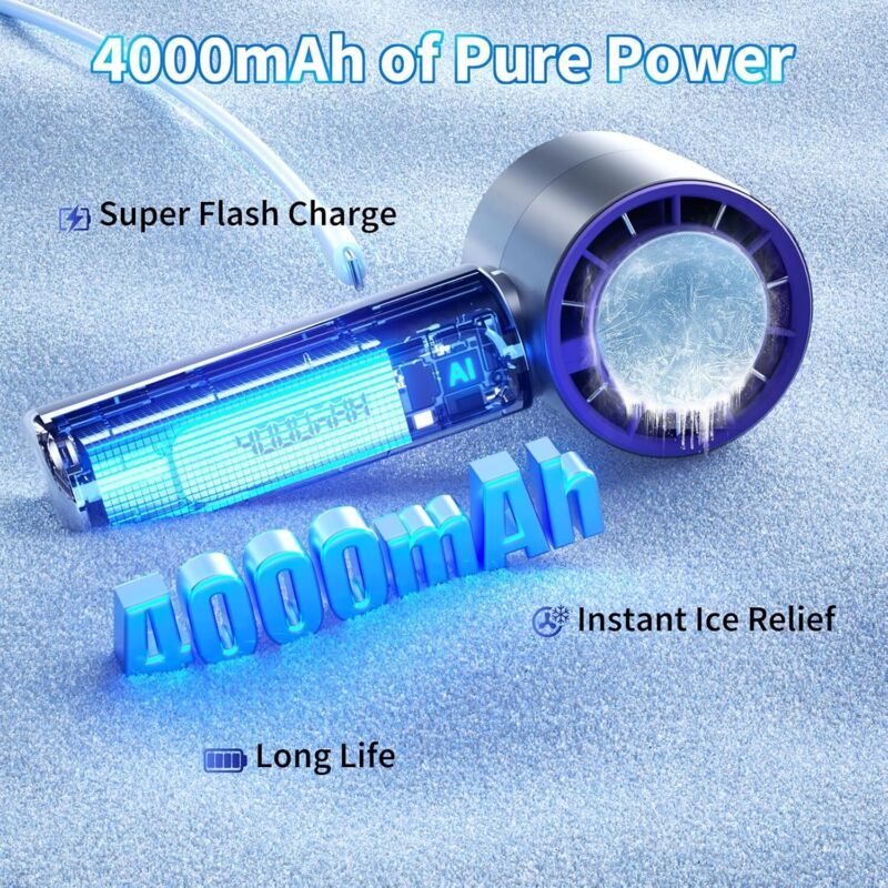 Tragbarer Ventilator Mit Kühlpad, 4000-mah-akku, 100 Windgeschwindigkeiten – Kompakter Persönlicher Ventilator Für Reisen, Büro Und Outdoor-aktivitäten (weiß)