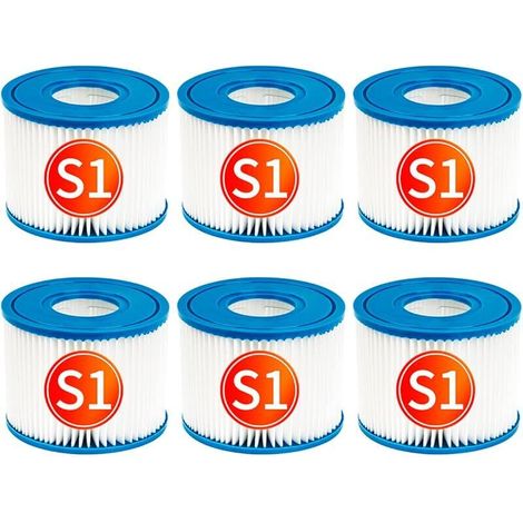 Filtre De Piscine Compatible Avec Purespa Type S1 La Cartouche De Filtre De Pompe À Cartouche De Rechange, Paquet De 6 Filtres De Piscines À Source Chaude (4,2 X 2,8 Pouces)