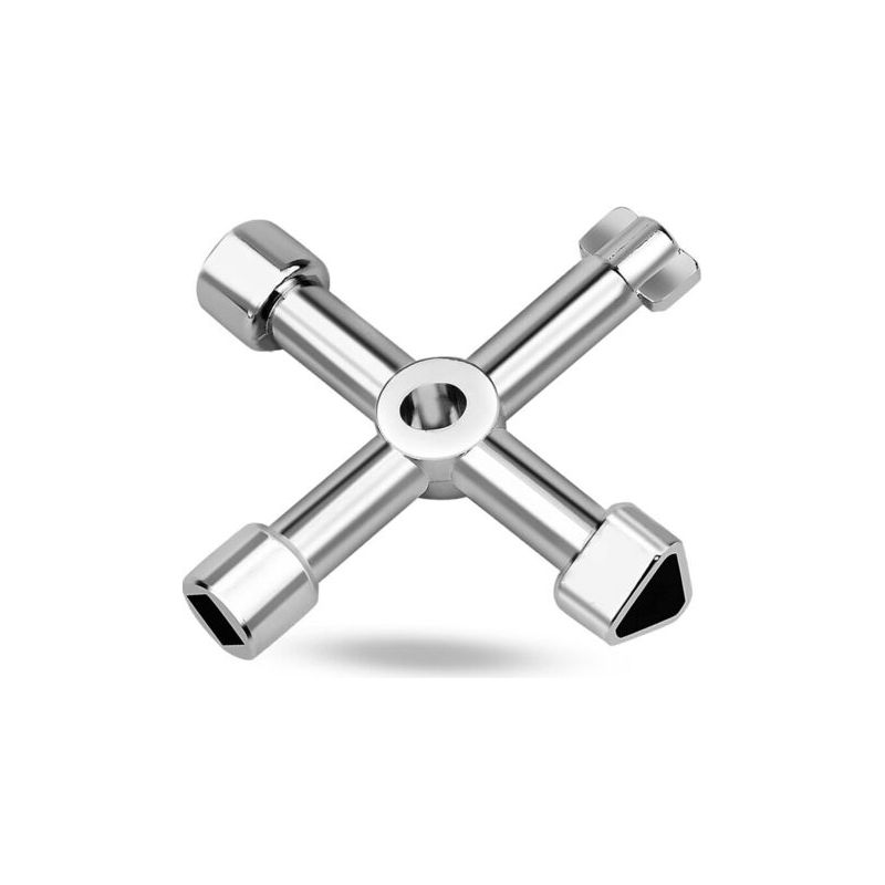 4-wege-multifunktionsschlüssel, 4-wege-kreuzdreieck-multifunktionsschlüssel, 4-in-1-universalschlüssel Für Aufzugsbedienfelder, Bedienfelder, Ventile (silber)