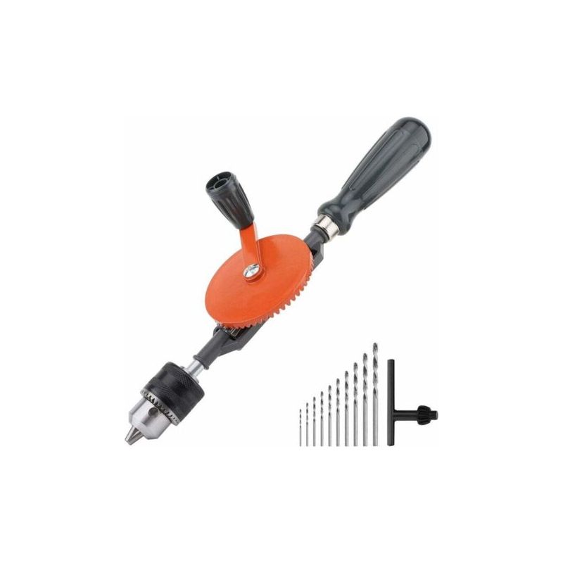 Handbohrmaschine, 3/8 Zoll (1,5–10 Mm), Doppelkern-handbohrmaschine Aus Stahlguss Für Kunststoff Und Holz, Orange Ikodm