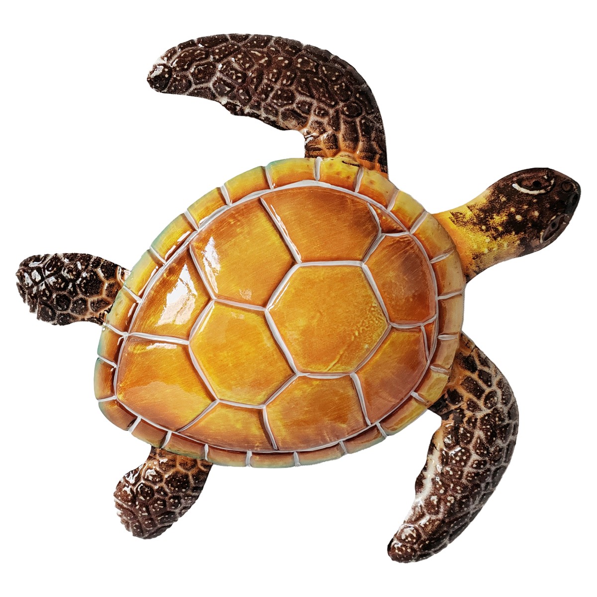 Wanddekoration In Form Einer Gelben Metallschildkröte Im Maritimen Stil