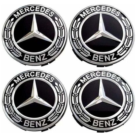 Lot De 4 Capuchons De Roue Centrale 75mm – Plastique Abs Et Aluminium – Remplacement Pour Mercedes Benz – Installation Facile