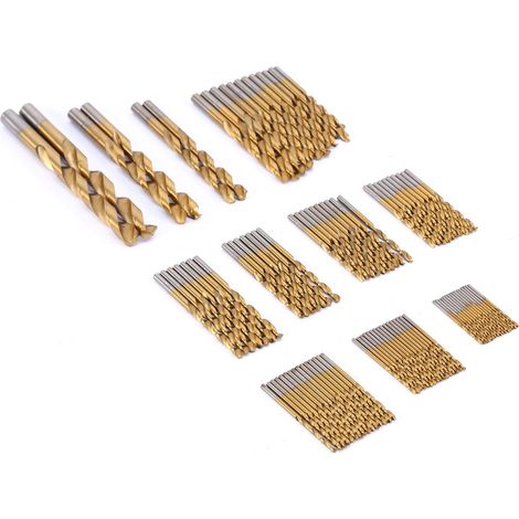 99 Pièces Forets Hélicoïdaux Jeu De Forets Hss Ticoated Foret À Bois 1.510mm Kit