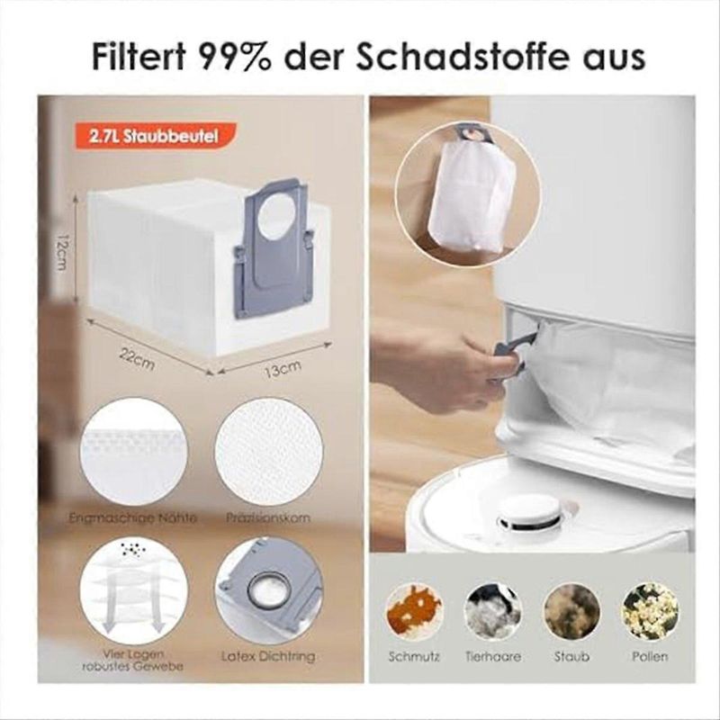 Zubehörset Für Den Roborock Q Revo Saugroboter: Staubbeutel, Hauptbürste, Seitenbürsten Usw.
