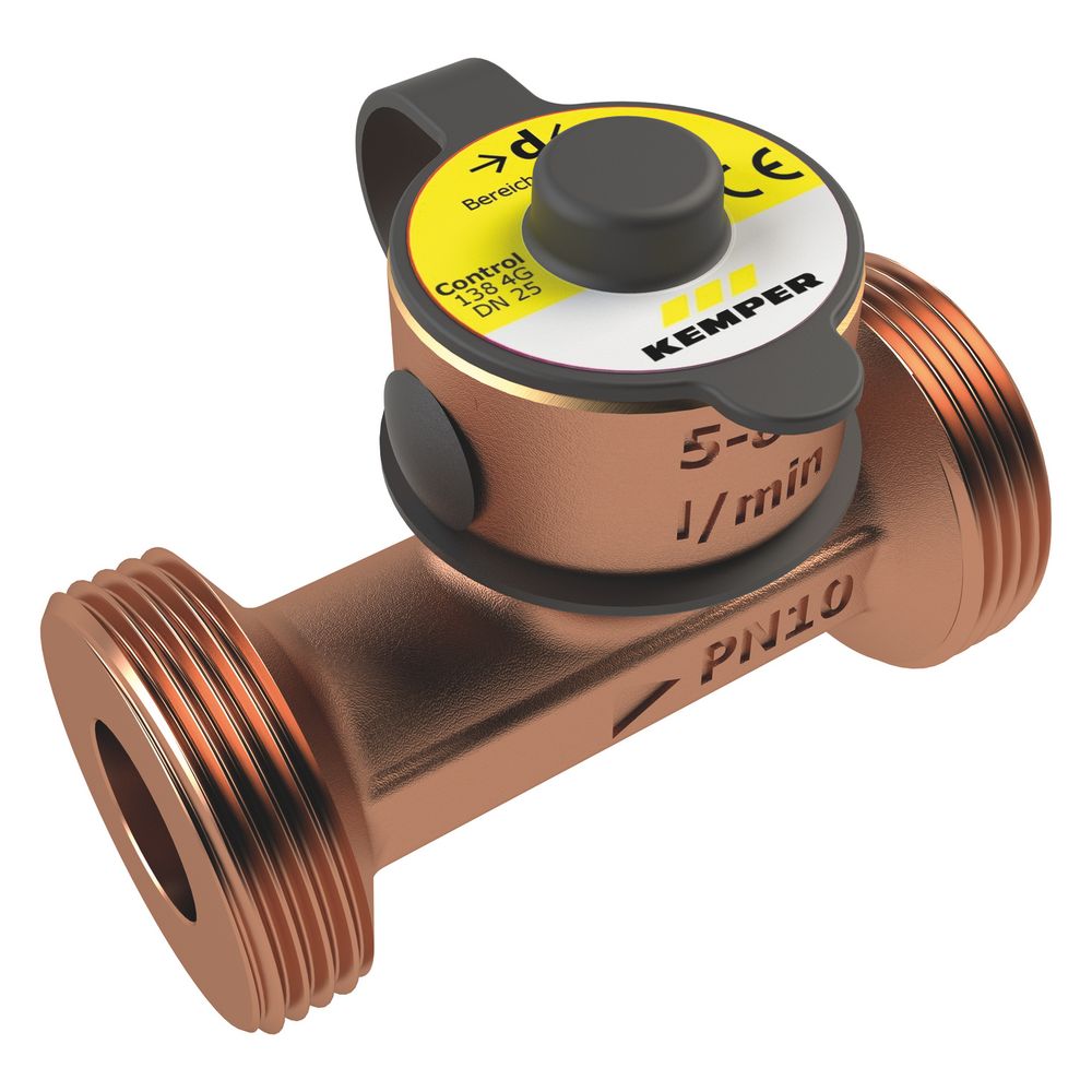 Kemper Control-plus Durchfluss- Und Temperaturmessarmatur, 5v, M. Frequenzausgangssignal, Dn 10 Ag, Pn 10, Rotguss, Figur 138 4g