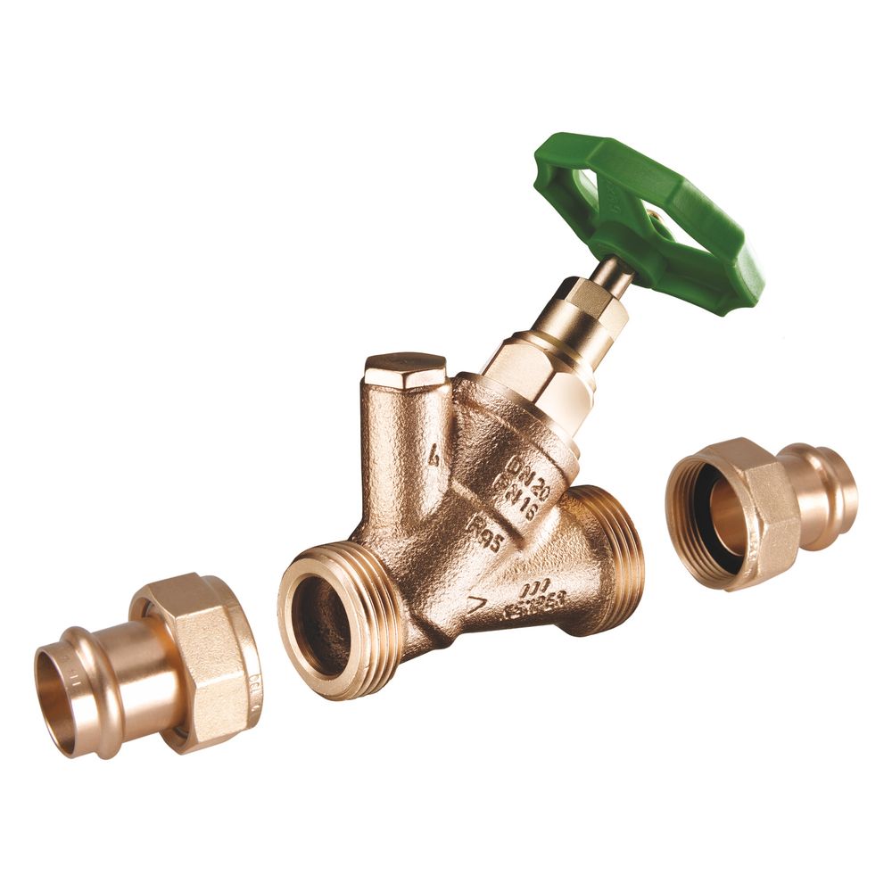 Kemper Standard Freistrom-absperrventil Ohne Entleerung Sanpress-verschraubung Dn 50/54, Pn 16, Rotguss/messing, Figur 174 30 Vt