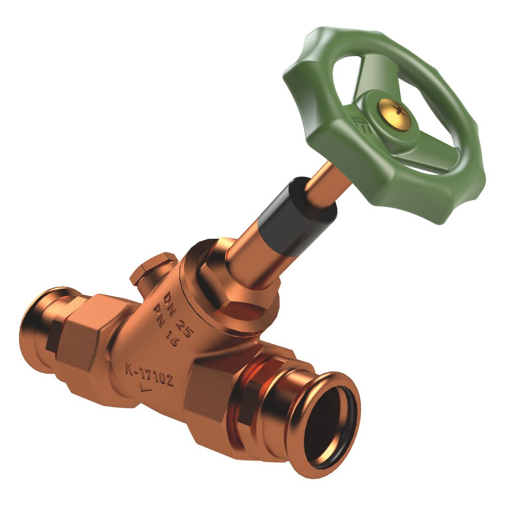 Kemper Eco Freistrom-absperrventil Mit Entleerstopfen G 1/4", Mapress, Dn 20/22, Pn 16, Rotguss, Figur 171 22