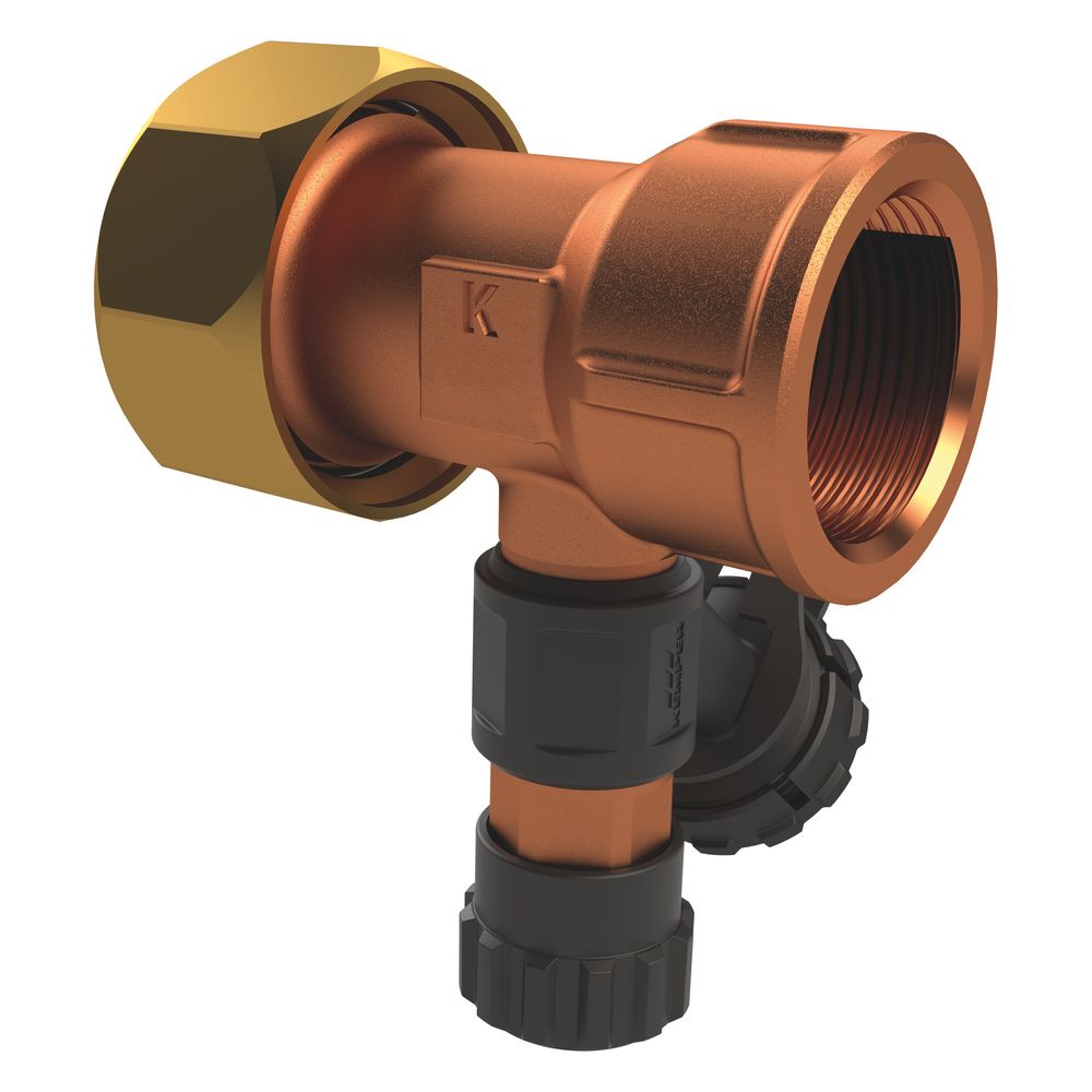 Kemper Innengewinde-verschraubung Mit Üm Flachdichtend, Mit Entleerung Dn 50, Rp 2" X G 2 3/8" Ig, Rotguss, Figur 476 07
