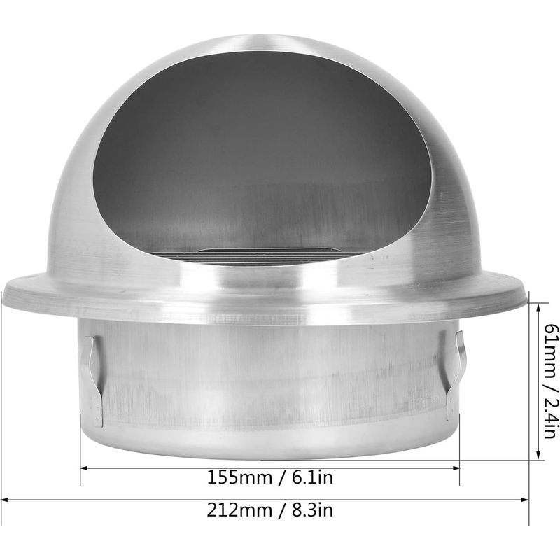 Abluftventilator, 160 Mm Außenlüfter, Wiederverwendbares Rundes Edelstahl-lüftungsgitter, Für Klimaanlagen, Küchenlüftung, Wandlüftung
