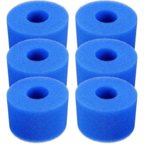 Pair Cartouche De Filtre De Piscine,lot De 6 Cartouches De Filtre De Piscine Réutilisables Et Lavables En Mousse Pour Jacuzzi Type S1 (bleu)