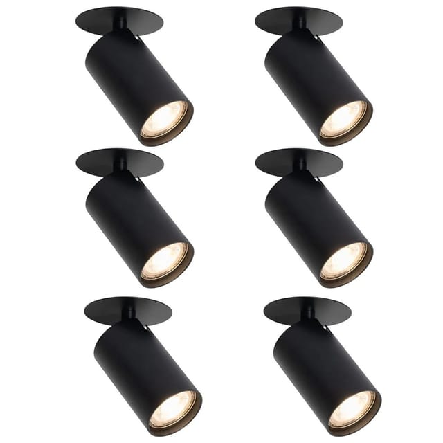 Set Mit 6 Modernen Einbaustrahlern Schwarz Gu10 50mm - Chels