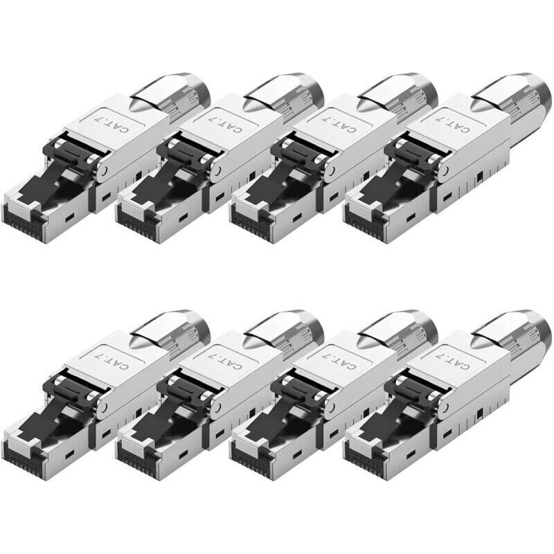 8er-pack Werkzeuglose Rj45 Cat 7 Netzwerkstecker Für Lan-kabel, Vollständig Geschirmt, Stp, 10 Gbit/s, Kompatibel Mit Cat 7 Kabeln, Cat 7 Lan-stecker Für Ethernet, Awg 22–24