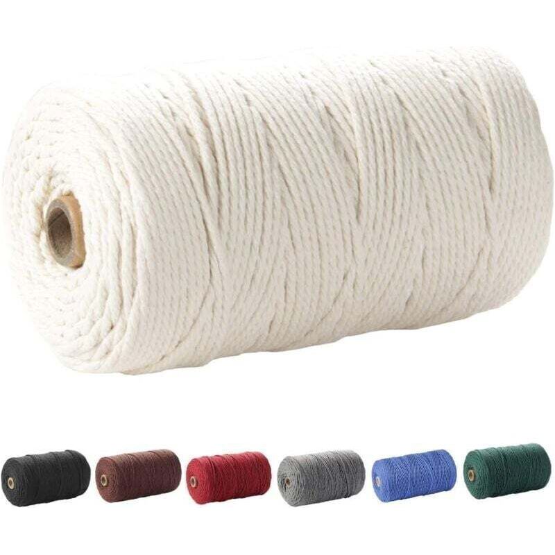 Makramee-garn, 3 Mm X 220 M (ca. 200 M), 100 % Natürliche, Ungefärbte Baumwolle, Weiche Kordel Für Pflanzen- Und Wanddekorationen, Beige