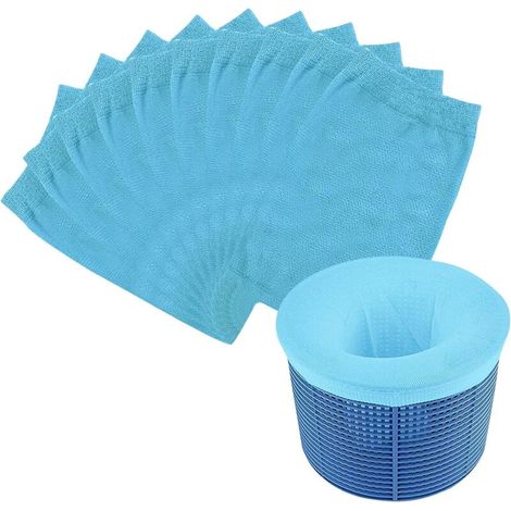 Chaussette Filtrante - Nylon Extensible Ultrafin - Pour Panier Skimmer Piscine - Réutilisable - Lot De 10