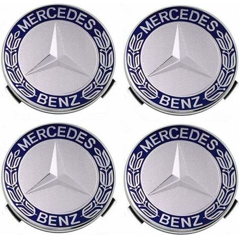 Enjoliveurs 75 Mm Compatibles Mercedes-benz – Lot De 4 – Résistants Aux Rayures – Installation Facile – Couleur Bleu