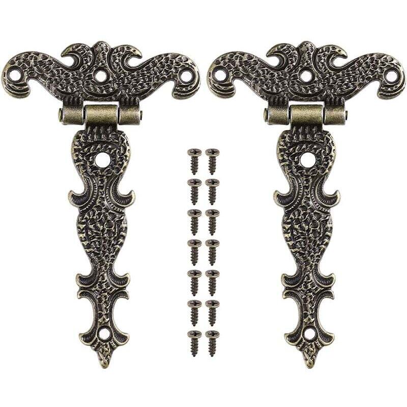 2 Stück Retro-bronze-scharniere, Möbelscharniere Aus Zinklegierung Mit Schrauben Für Schmuckkästchen, Türen Und Schränke